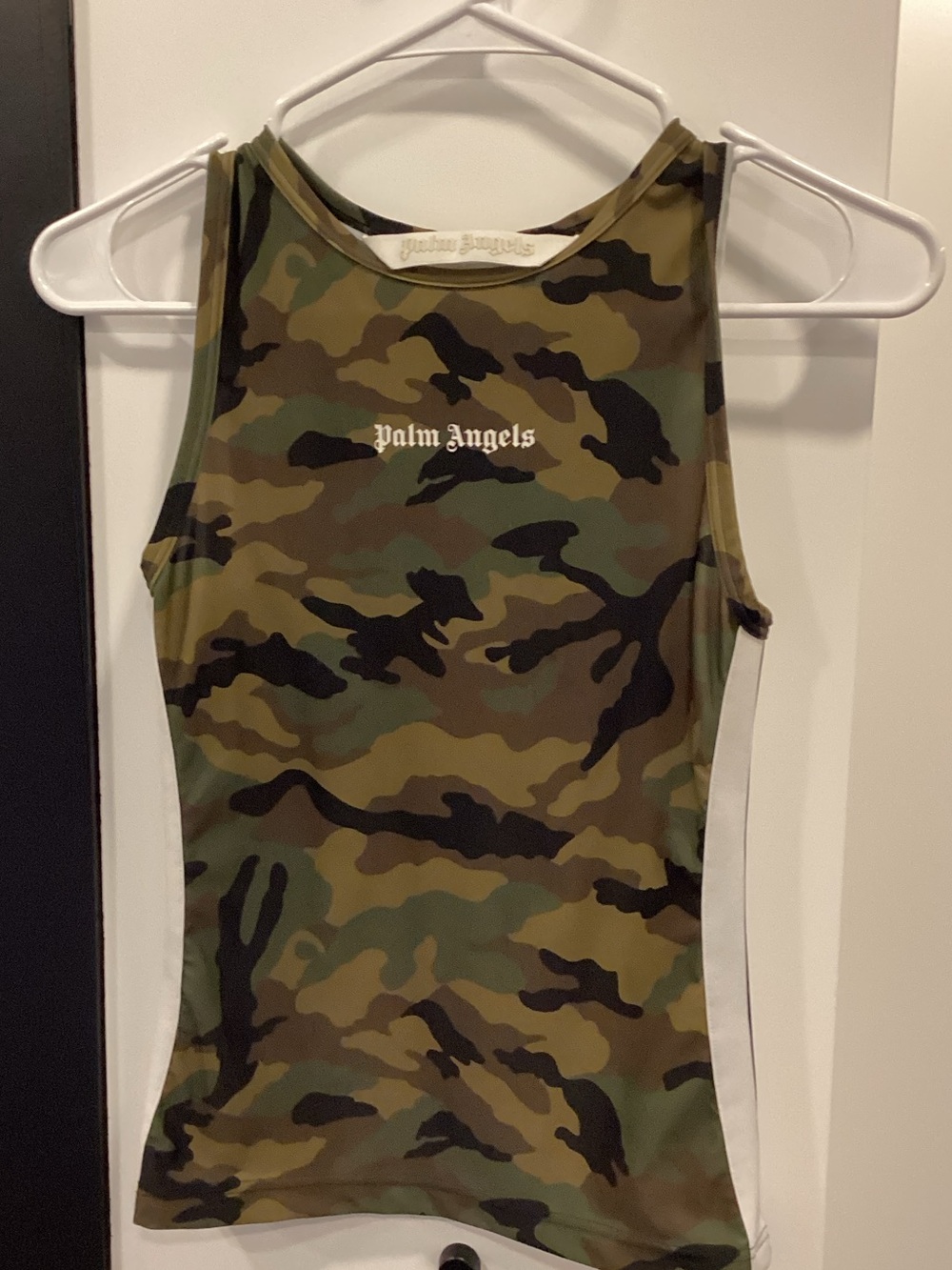 Palm Angels Green and Brown Camo Athletic Tank